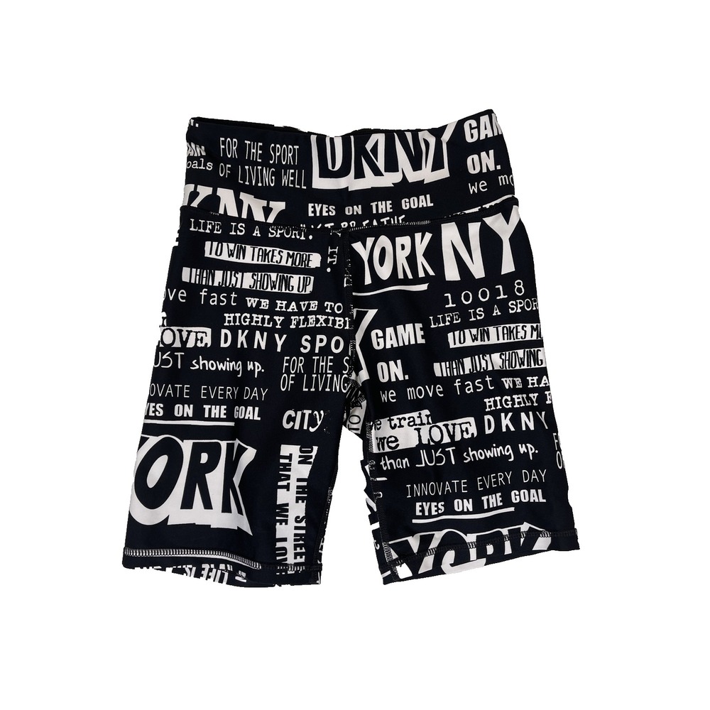 DKNY‎ Sport Shorts Womens Small High Rise Graphic Print Activewear Yoga Workout